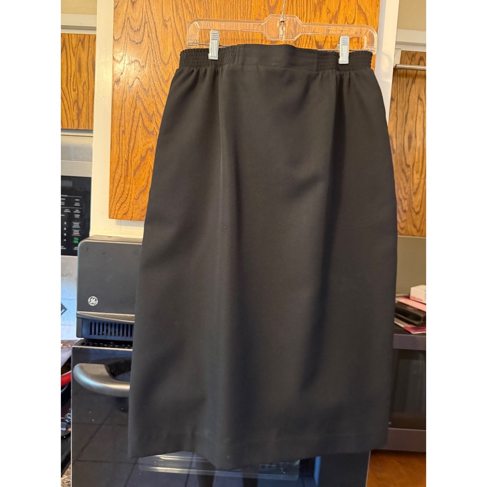 Vintage Joyce Black Midi Pencil Skirt Elastic Waist Made‎ in USA Size 14 14033
